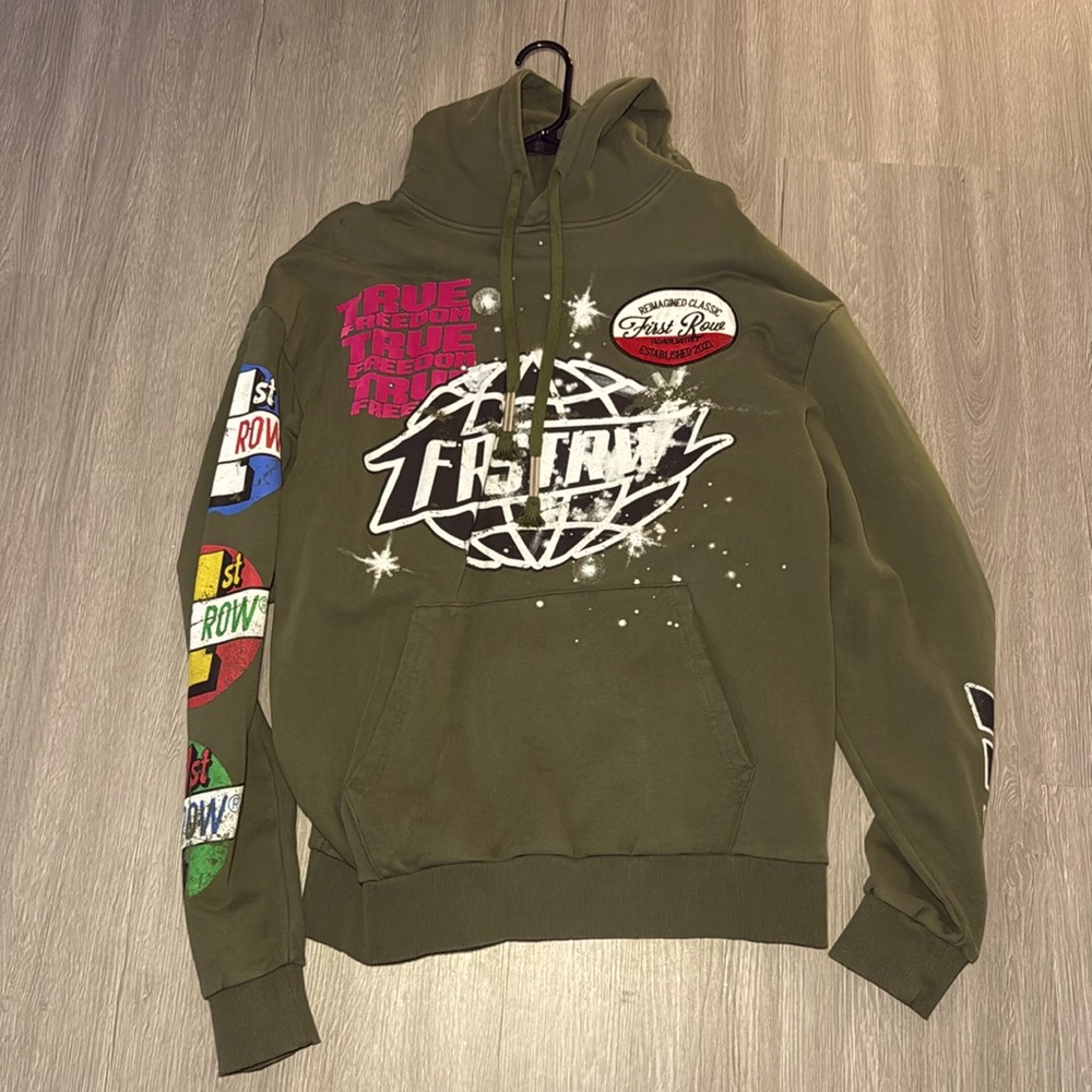 Graphic Olive Green Hoodie with Bold Chest Print